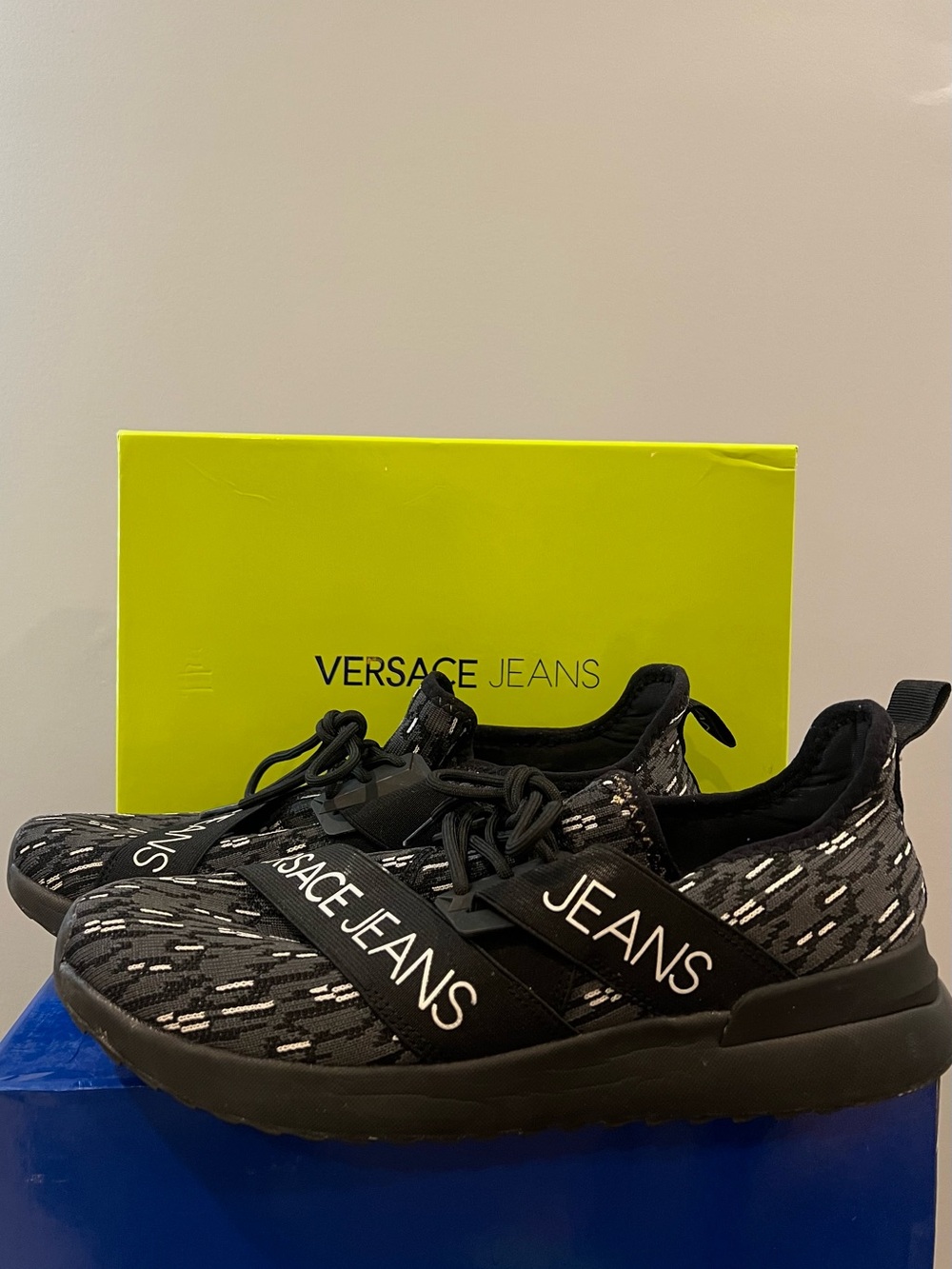 Versace Jeans Collection Black Knit Slip-On Sneakers - Men’s Size 10.5
